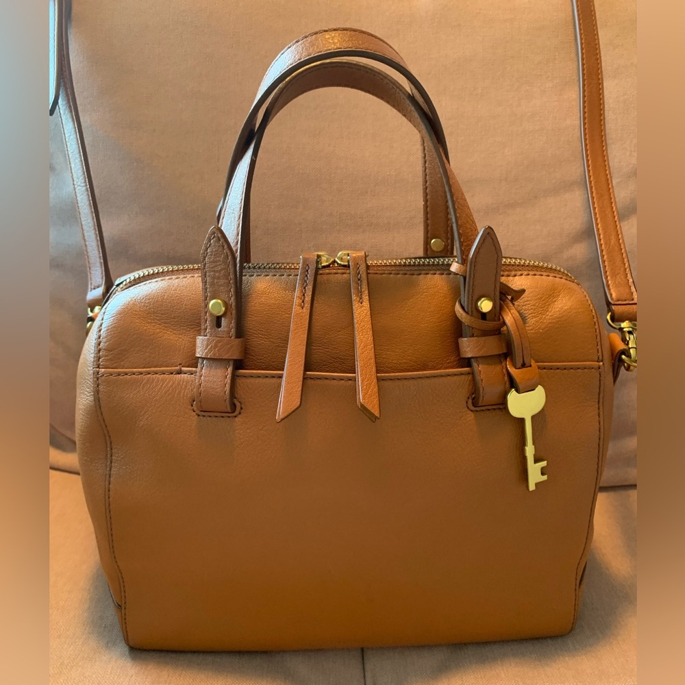 Fossil Rachel Tan Leather Satchel Handbag